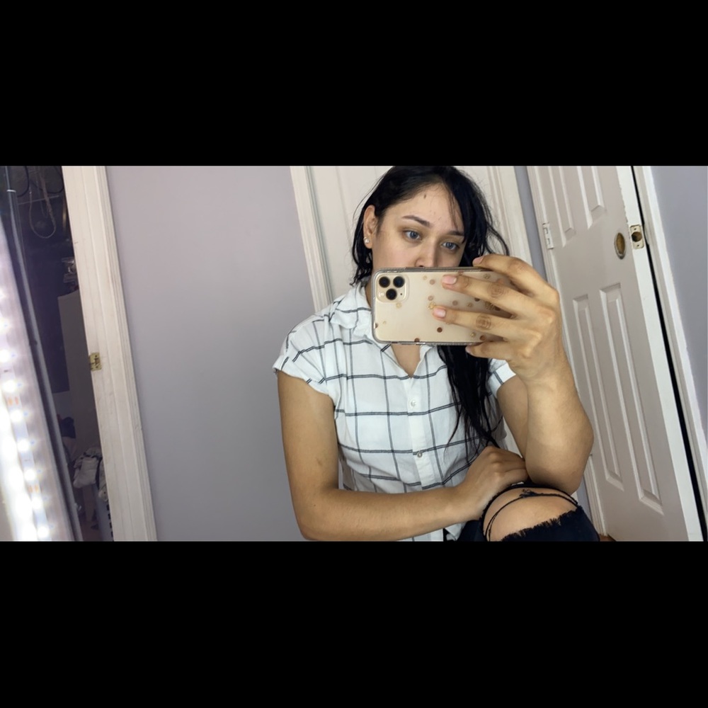 White and black striped shirt